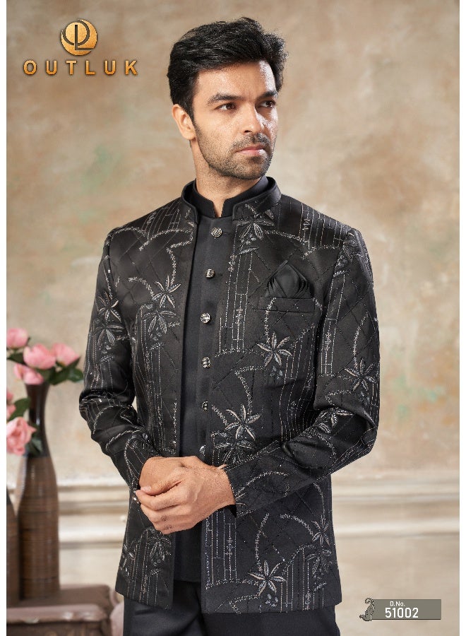 OUTLUK Black Jodhpuri Jacket for Men - Image 3